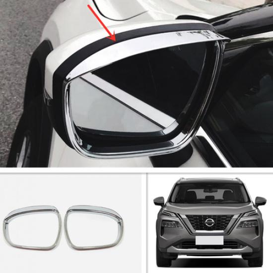 For Nissan Rogue 2021-2023 Chrome Rearview Mirror Rain Eyebrow Trim