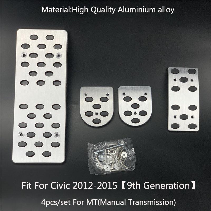 For Honda Civic 2005- LHD Aluminum Pads Pedal Set Gas Accelerator Brake Footrest AT / MT Car Accessories Need Drilling