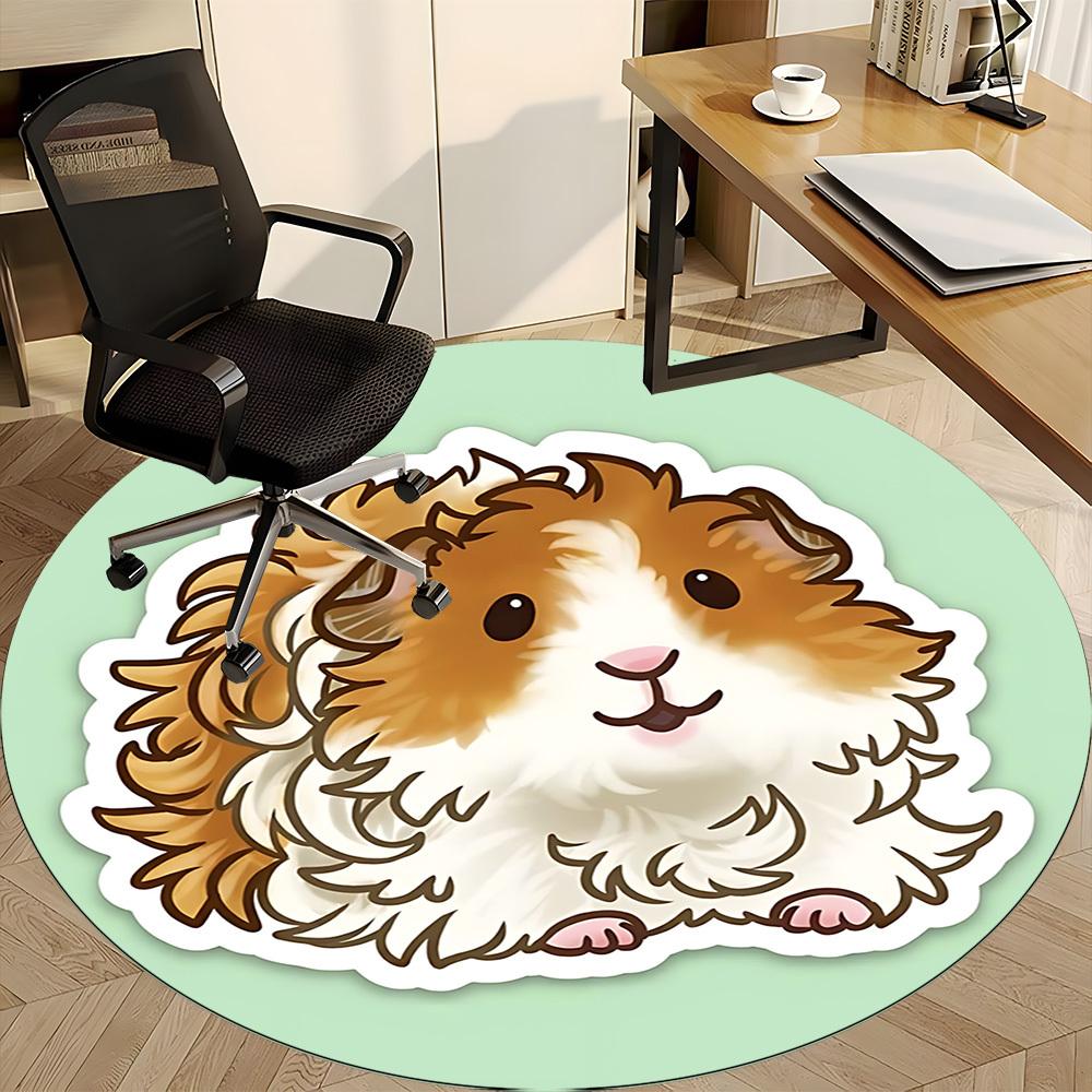 1pc Guinea Pig Office Round Rug, Carpet for Office, Gaming, Lightweight Round Floor Mat Yy260208062