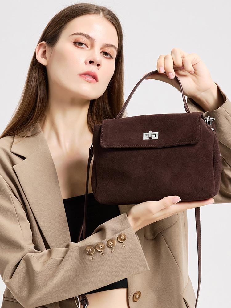 Women's Frosted Cowhide Large Capacity Crossbody Handbag - Autumn/Winter Fashion
