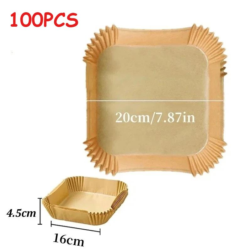 

Food Grade Disposable Air Fryer Liners Round Square Silicone Oil Baking Paper For Oven Microwave Kitchen Baking Frying Daily Use