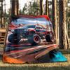 1pc Monster Truck Adventure Outdoor Flannel Blanket Soft All Season Polyester Throw , Perfect for Picnics & Travel , Picnic Accessory