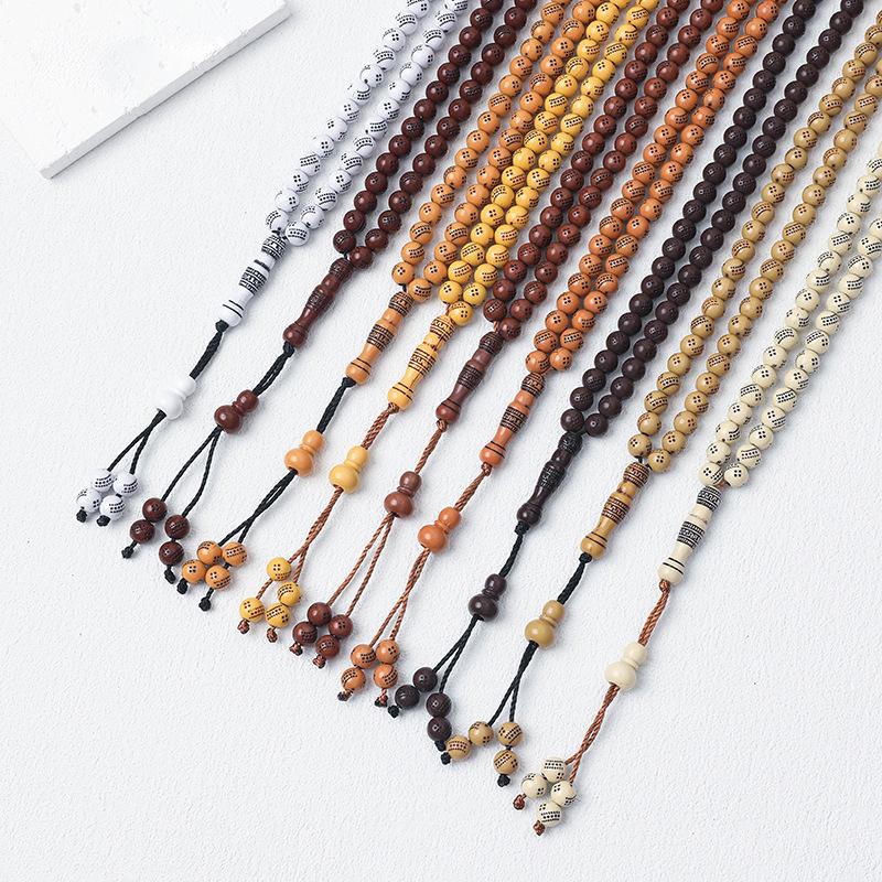 Handmade 8mm 99-Bead Imitation Wood Tasbih - Islamic Prayer Rosary