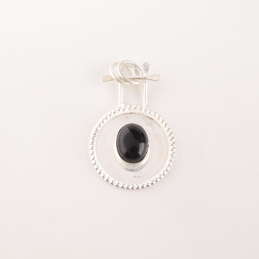 Rare Black Tourmaline Gemstone 925 Sterling Silver Jewelry Handmade Pendant 1.4" PP-57-30