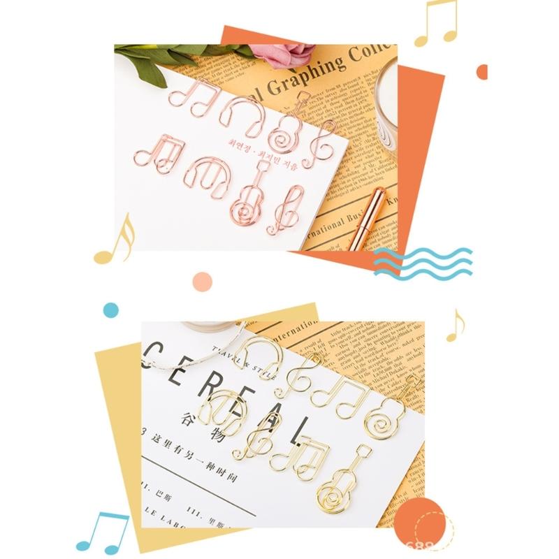 50Pcs Note Paper Clips Stationary Clips File Folders Clamp Mini Paper Clips Music Note Shaped Paper Clip for Home Office