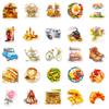 50 Blatt Aquarell Leben Cartoon Handgemalt Realistisch Graffiti Aufkleber Pudding Croissant Dekorativer Koffer Wasserbecher Aufkleber