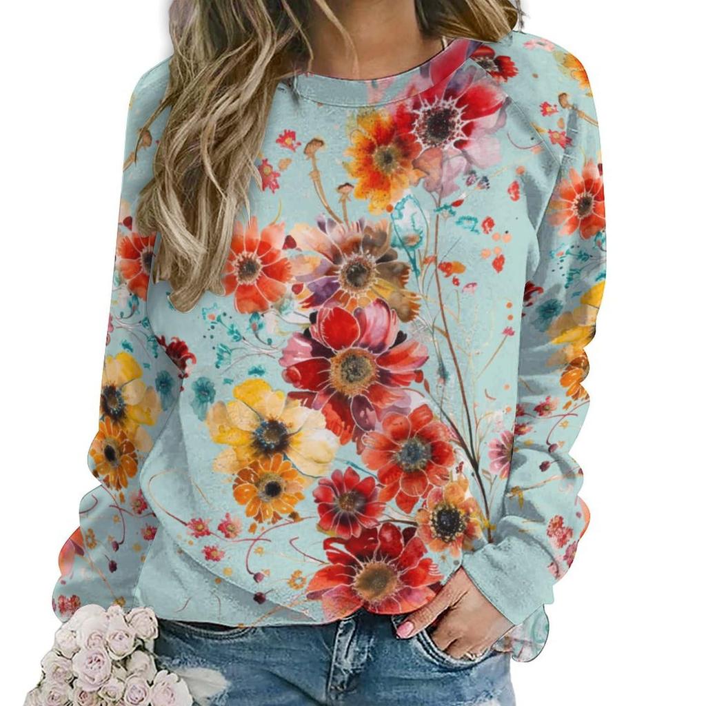 Floral Flower Pattern 3D Print Sweatshirts Women New Casual O-Neck Hoodies Streetwear Y2k Pullovers Harajuku Tops Woman Clothing
