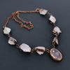 Rose Quartz Necklace Gemstone Jewelry, Copper Electroformed Adjustable Chain Necklace, Gift For Women Handmade Necklace