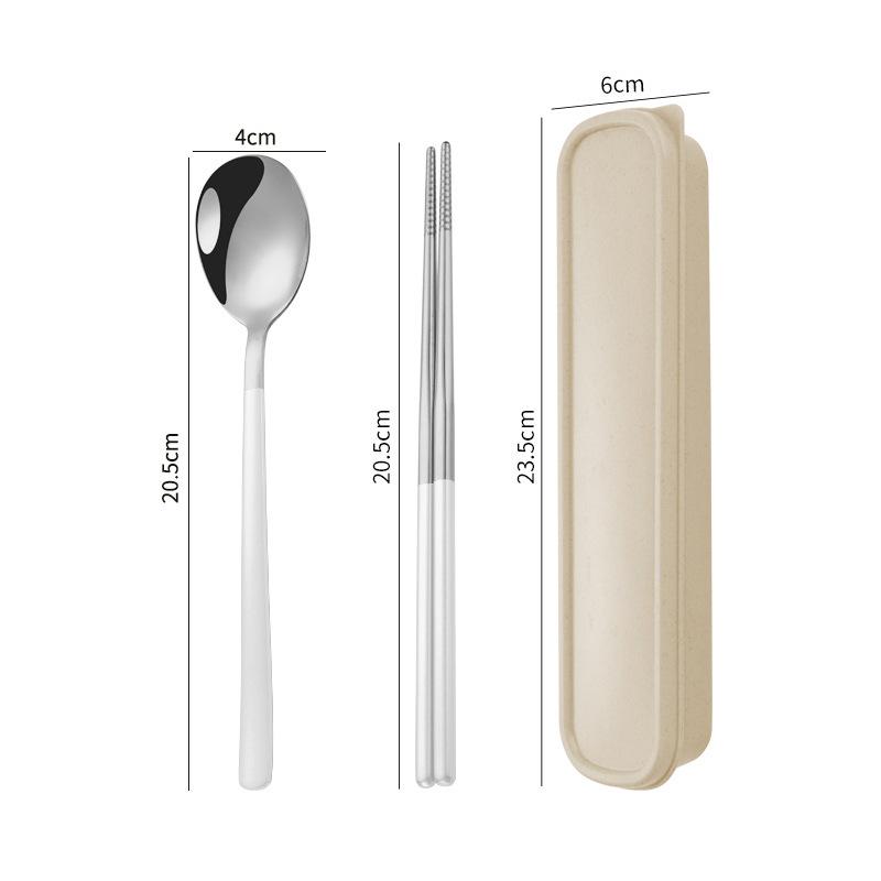 Three-Piece Japanese Stainless Steel Cutlery Set: Spoon, Fork, Chopsticks