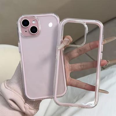 Luxury Candy Color Frame Clear Back Phone Case For iPhone 17 Air 16 15 14 13 12 11 Pro Max Plus Acrylic Shockproof Bumper Cover