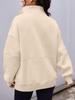 Autumn/Winter European & American Women's Pocket Half-Zip Loose Spliced Stand-Up Collar Fleece Sweatshirt