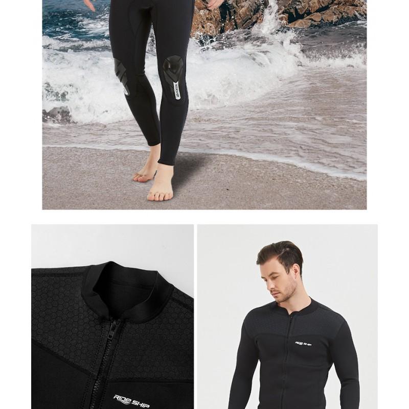 3mm Neoprene Wetsuit Top Diving Swimming Water Sports Men Women Black Anti-Slip Back Shoulder Reinforced Warmth