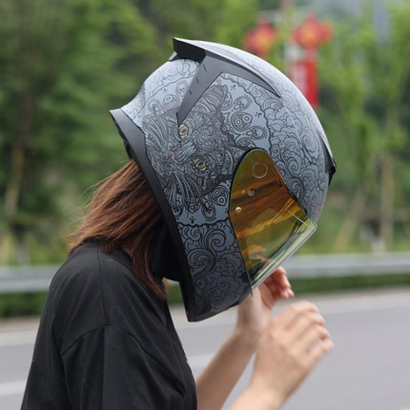 LVS Full Face Motorcycle Helmet Men Women ABS Dual Lens Winter Electric Bike Bluetooth Compatible All Season