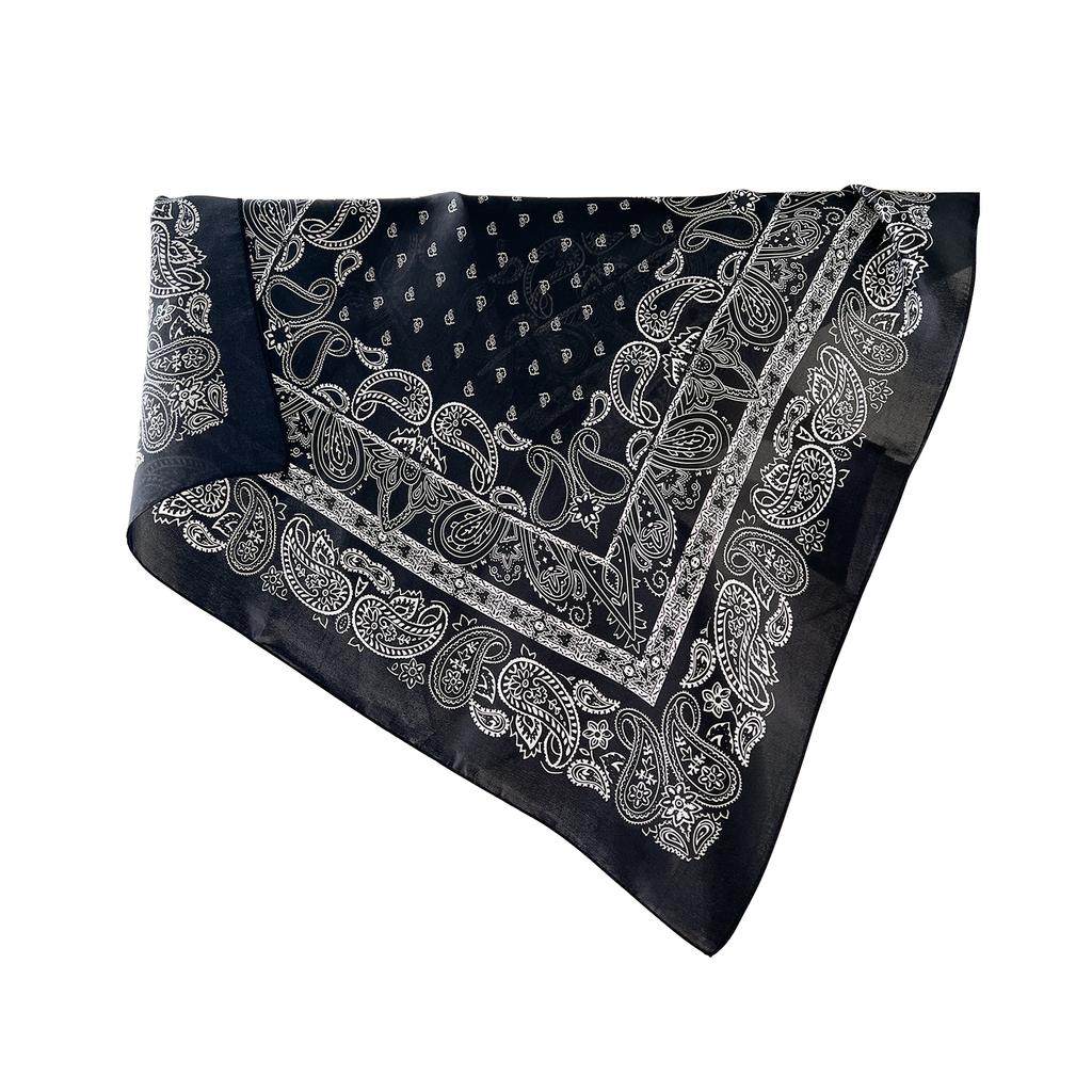 111% Mulberry Silk Premium Sense Paisley Pattern Silk 71 Small Square Scarf Black Cashew Flower Decorative Scarf Scarf