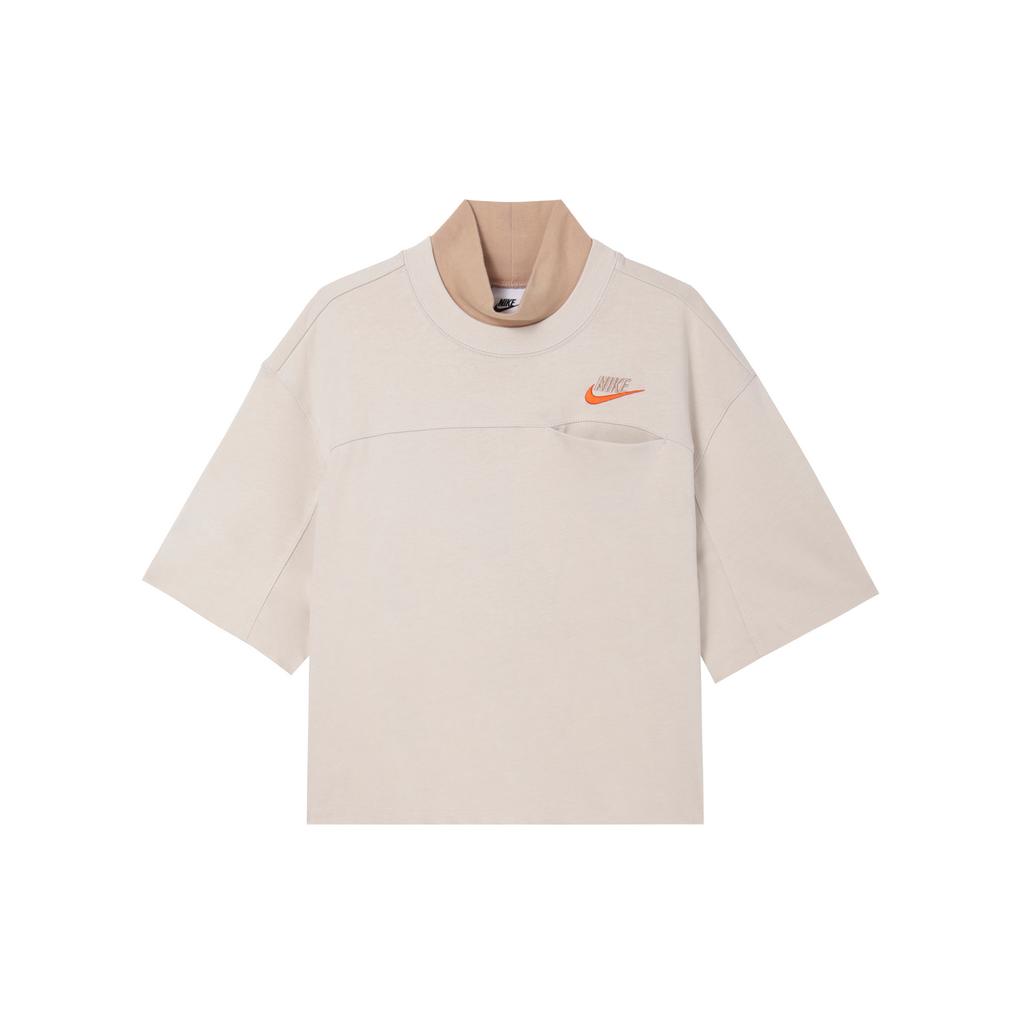 New Nike Drop Shoulder Sleeve T Shirt Women's Light Rosewood Umber FB7227-104