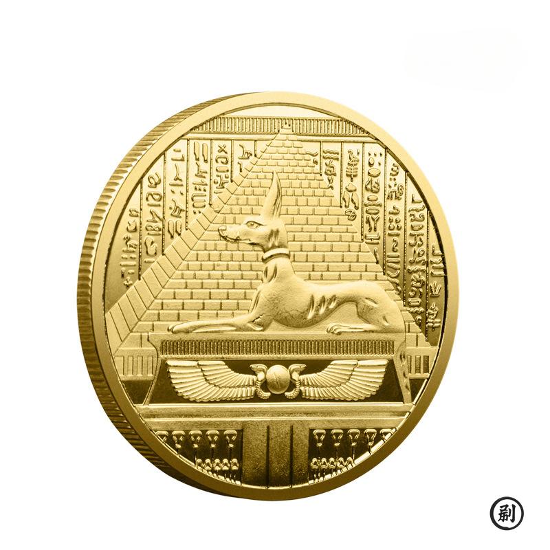 Moneta commemorativa souvenir del Dio Testa di Cane Anubi Custode della Morte Egizio Antico