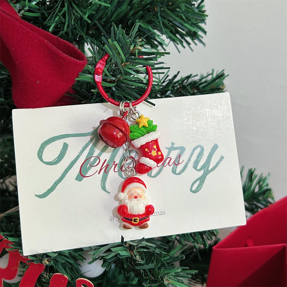 Cartoon Santa Claus Snowman Pendant Key Ring Cute Christmas Keychain Backpack Decoration Accessories Christmas New Year Gifts