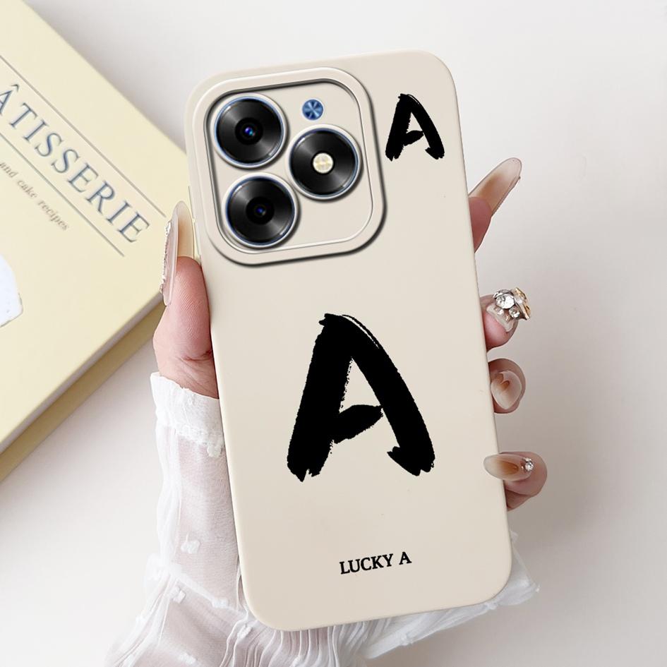 For Tecno Spark Go 2024 Case BG6 BG6i Pop 8 Simple A Z Letters Silicone Camera Protection Funda On Tecno Spark 20 20C Back Cover