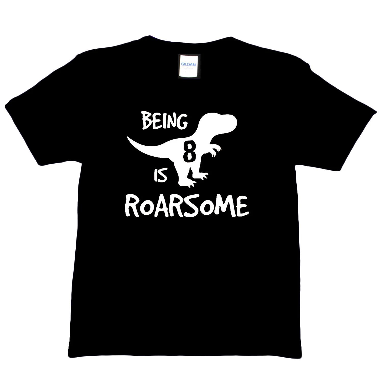 Kids T-shirt Dinosaur Roarsome Age 8 Happy 8th Birthday Funny Present Gift 2XL