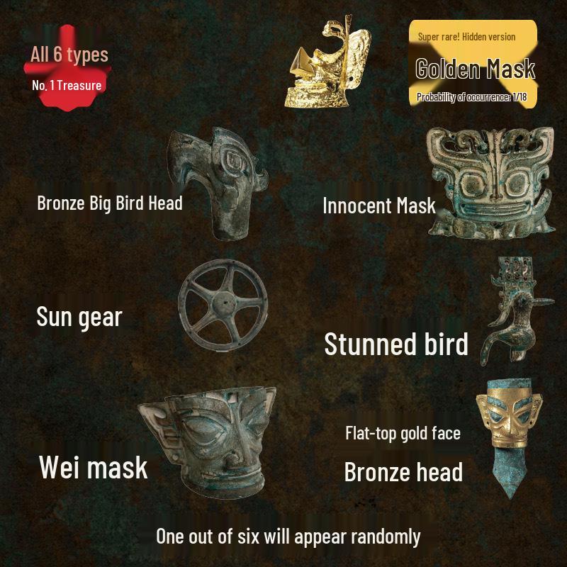 Pinocchio Sanxingdui Archaeology Blind Box: Bronze Mask & Gem Excavation Toy for Kids