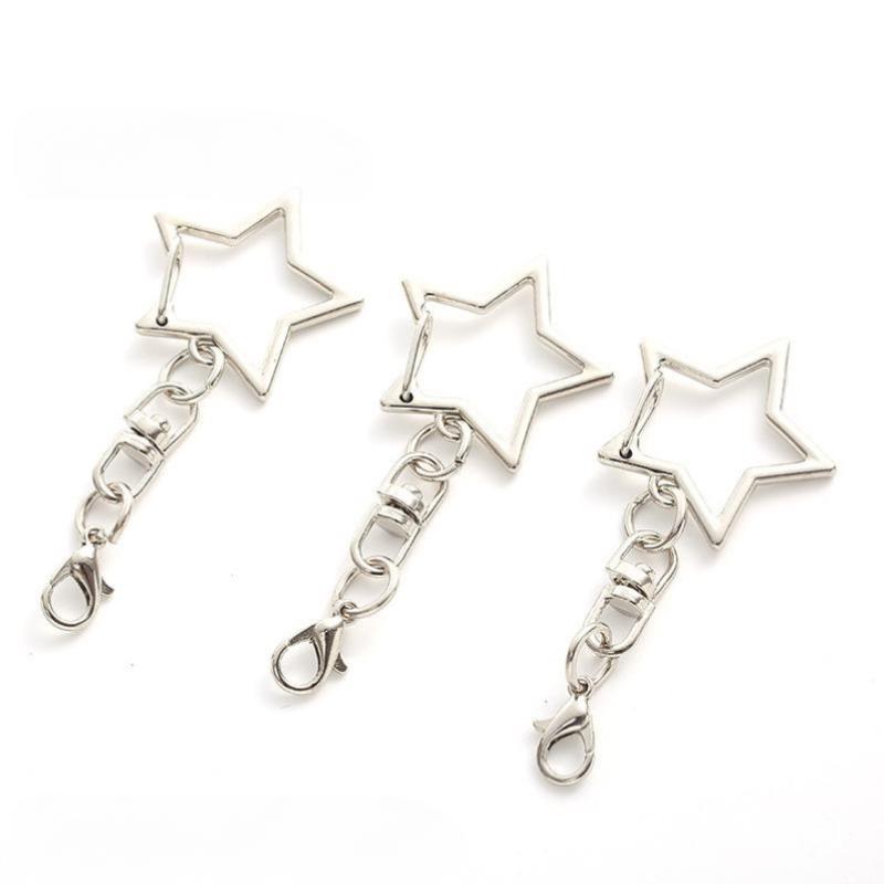 10 Pcs Star-Shaped Spring Snap Keychain Clip: With Chain Hanging Buckle, Open Jump Ring & Metal Swivel Clasp. For Jewelry Making