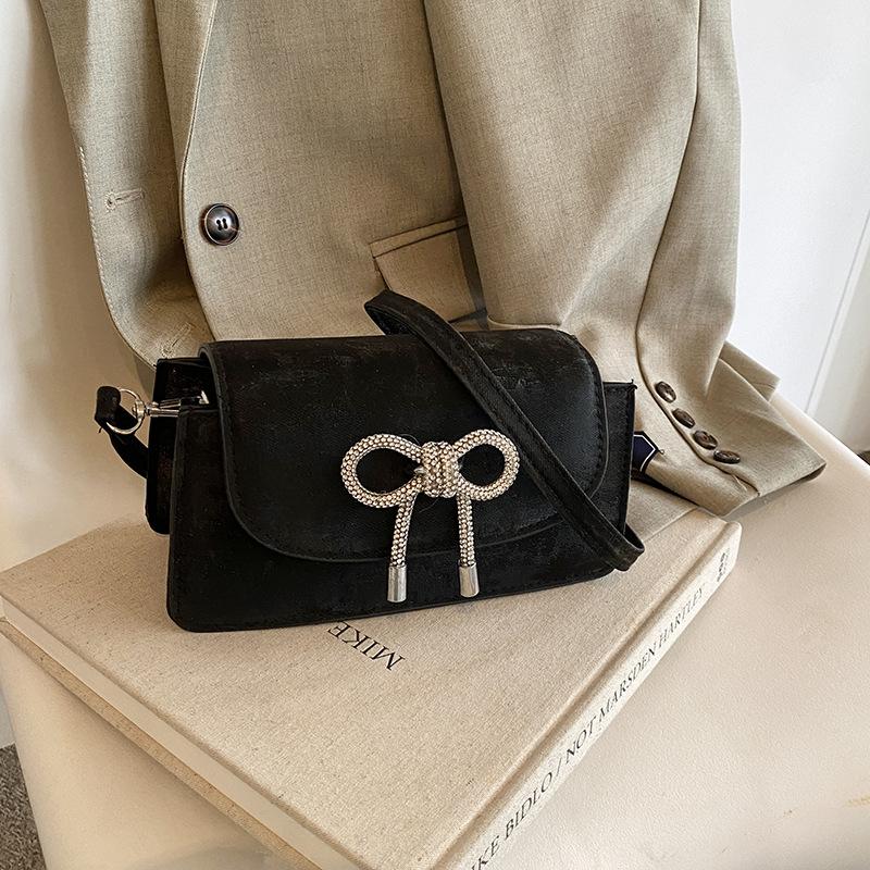 

Фактурная квадратная сумка с бантом, женская, новинка 2024 года, модная сумка через плечо, универсальная сумка-мессенджер для поездок на работу чёрный