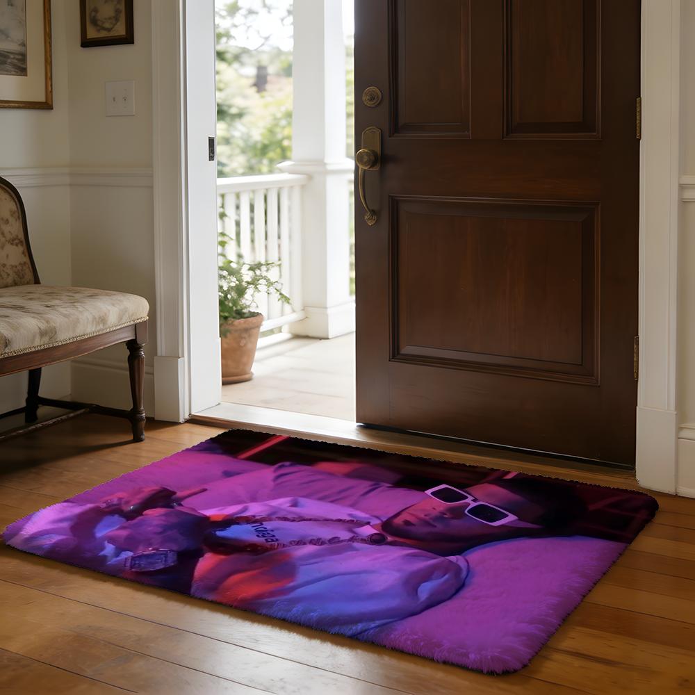 Floor Mat Soft Flannel Rug Non Slip Absorbent Mat for Bathroom Bedroom Home Decor A Anuel AA Rapper Hip Hop Singer Anmie