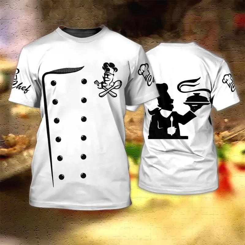 WowClassic Summer Round Neck 3D Chef Themed Graphic Print Top Fashionable Casual Short Sleeved Men's and  Women's Unisex T-shirts 6XL