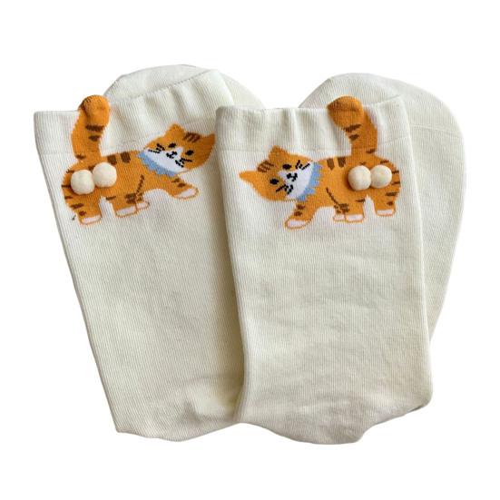 Cute Cat Socks with Balls 3D Novelty Soft Cotton Crew Socks Funny Animal Socks for Women Cats Lovers