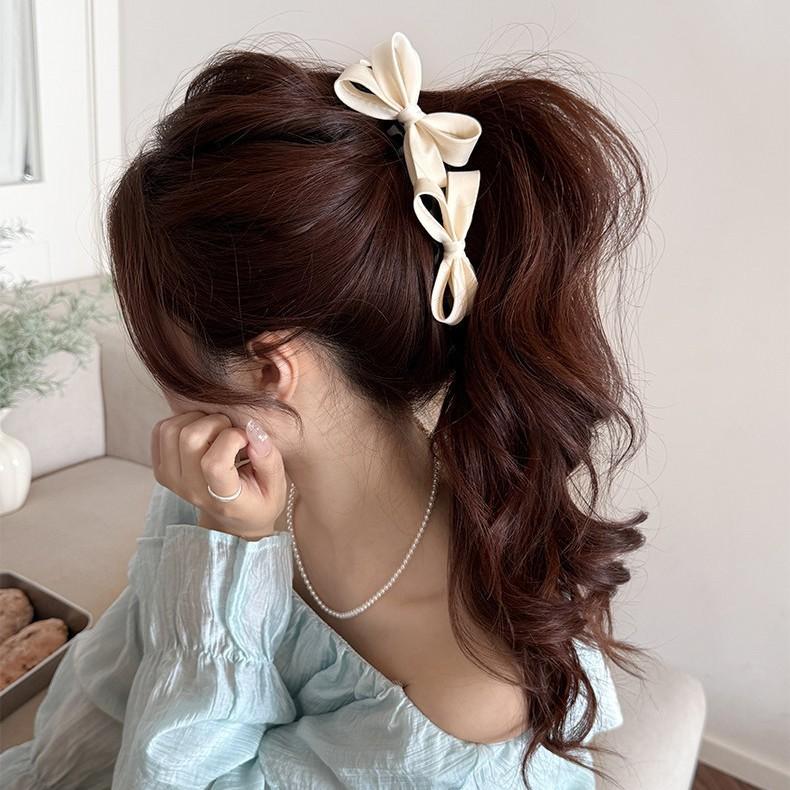Korean Bow Banana Clips For Women Sweet Bowknot Ponytail Hairpins Hair Clamps Clip Barrettes Elegant Party Hair Accessories New