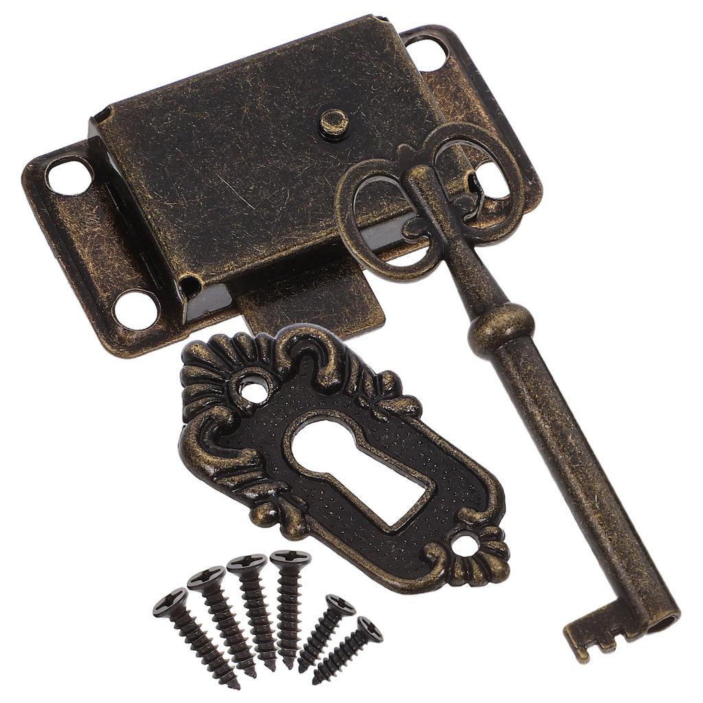 1Set Vintage Lock Set Cabinet Drawer Lock with Key for Jewelry Box Cupboard Cabinet Desk Furniture Zinc Alloy Iron