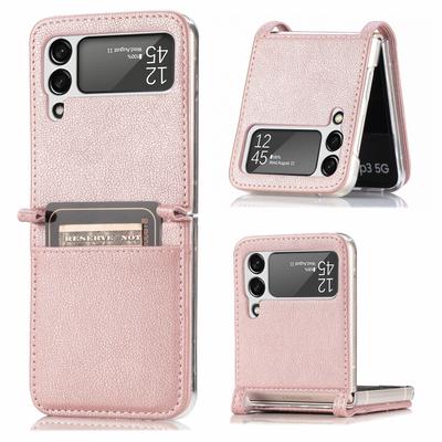 For Samsung Z Flip4 Non -Slip Card Holder Leather Phone Case For Samsung Galaxy Z Flip4 5g Flip 4 Flip3 Flip 3 Shockproof Funda