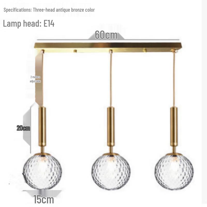 

Xuan Yong Gold 3-Head Glass Chandelier with Water Ripple Spheres