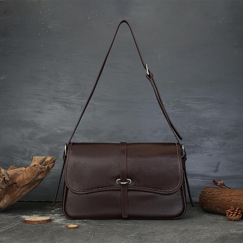 

Johnature Genuine Leather Women s Bag Retro Soft Cowhide Messenger Bag Commuting Large Capacity Shoulder Bags кавовий