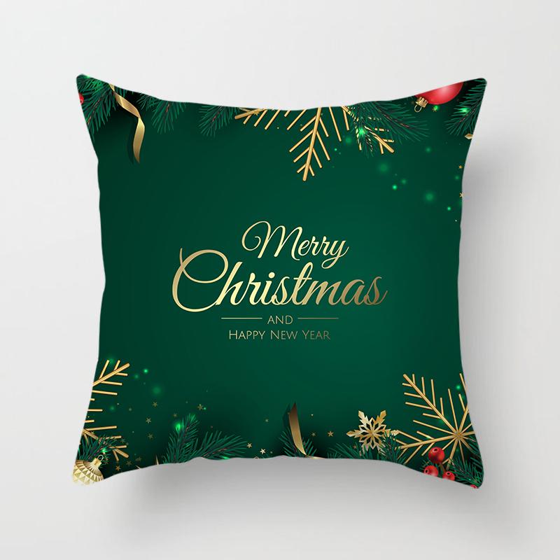Merry Christmas Printed Green Pillowcase  Style Cushion Cover Home Sofa Decor Throw