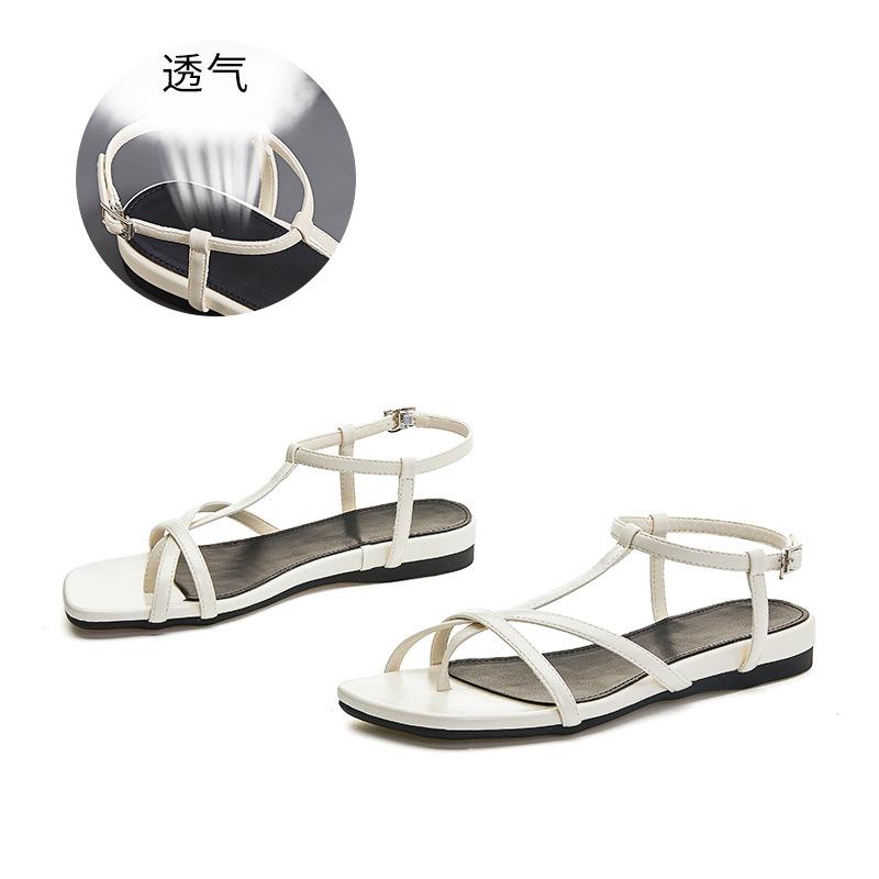 

Women s Thin Strap Sandals Women s 2025 Summer New Casual Small Fragrance Sandals French Buckle Clip Toe Wear Women s Shoes 40 бежевый