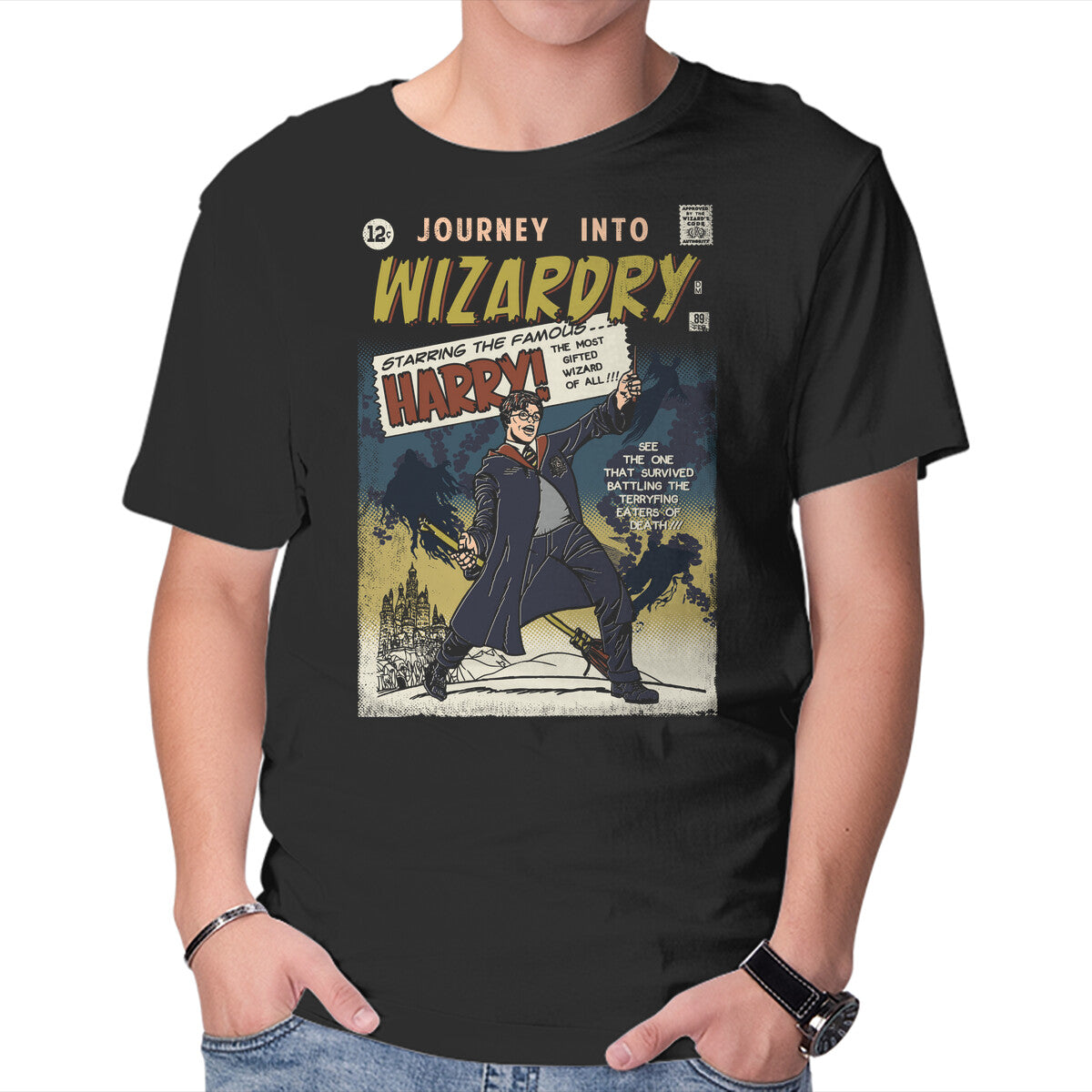 Unisex Crew Neck T-Shirt Journey Into Wizardry Graphic Short Sleeve Casual Tee XXXL