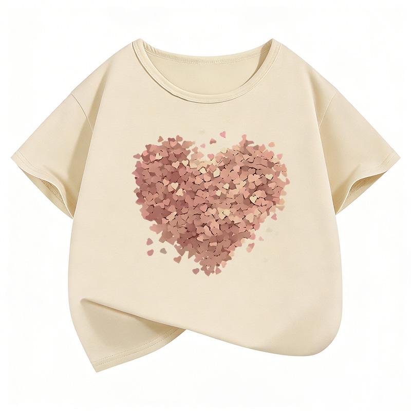 Love-themed Funny T-Shirt Fashion Short Sleeve Boys and Girls Summer Spring Casual Top