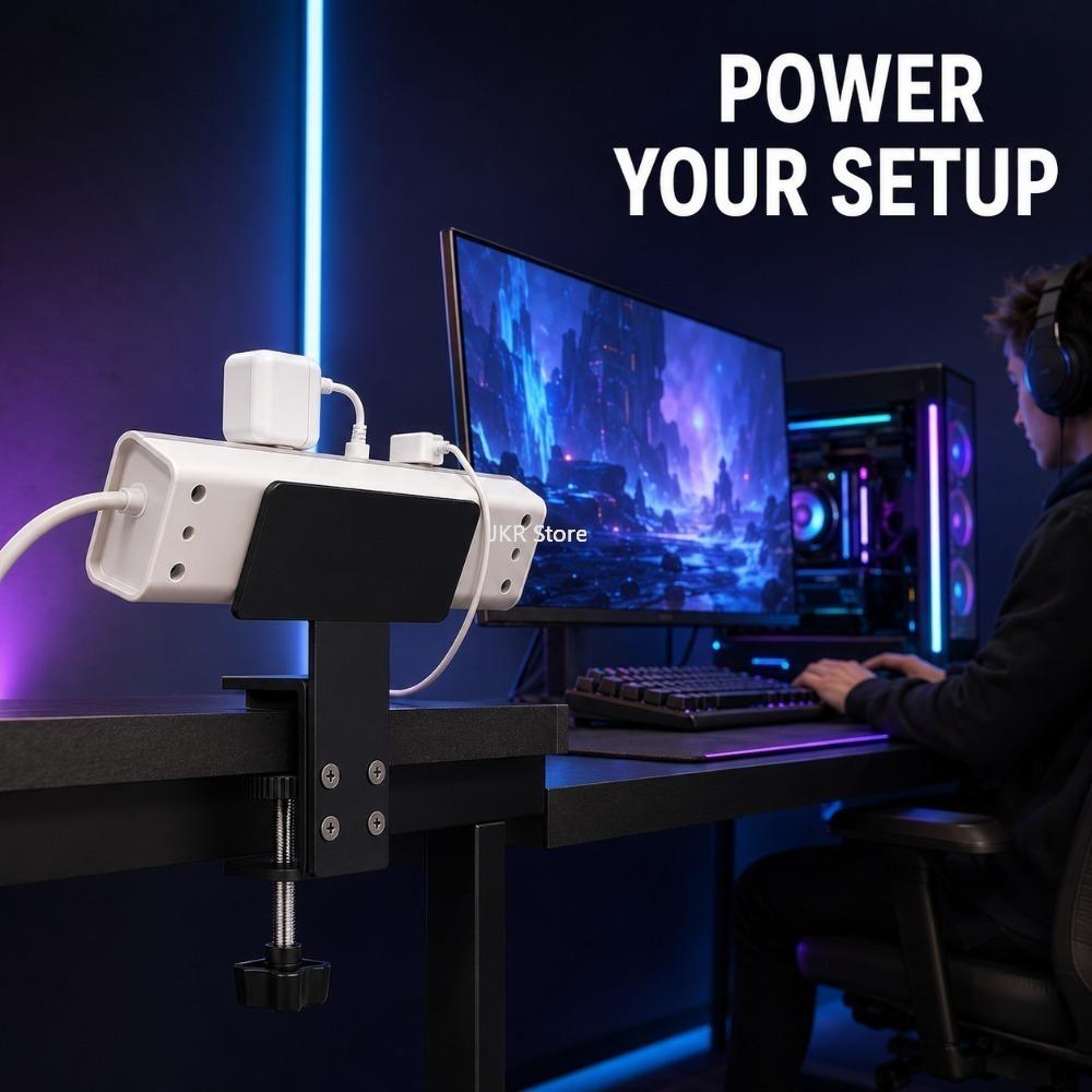 Under Desk Power Strip Holder No Drill Cable Organizer Tray Socket Mount Cord Management Rack for Home Office Storage