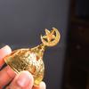 Mini Arabic Handheld Incense Burner - Golden Star & Crescent Design for Home, Party Decor, Middle Eastern Style Holiday Ornament