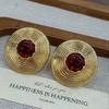 Personalized Retro Coil Stud Earrings, High-End Women'S Light Luxury Court Style Inlaid Red Earrings, Earrings.