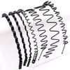 6 Stück Edelstahl Langlebig Hohe Qualität Haarbänder Feder Wellenförmiger Reifen Unisex Schwarzes Stirnband Zurückgekämmt Anti-Rutsch Sport-Kopfband