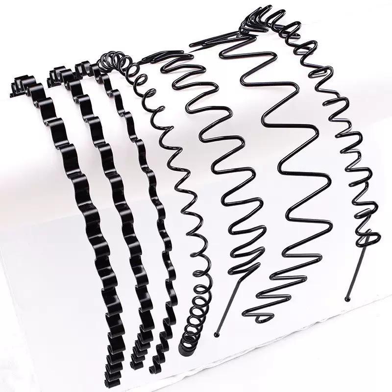 6 Stück Edelstahl Langlebig Hohe Qualität Haarbänder Feder Wellenförmiger Reifen Unisex Schwarzes Stirnband Zurückgekämmt Anti-Rutsch Sport-Kopfband