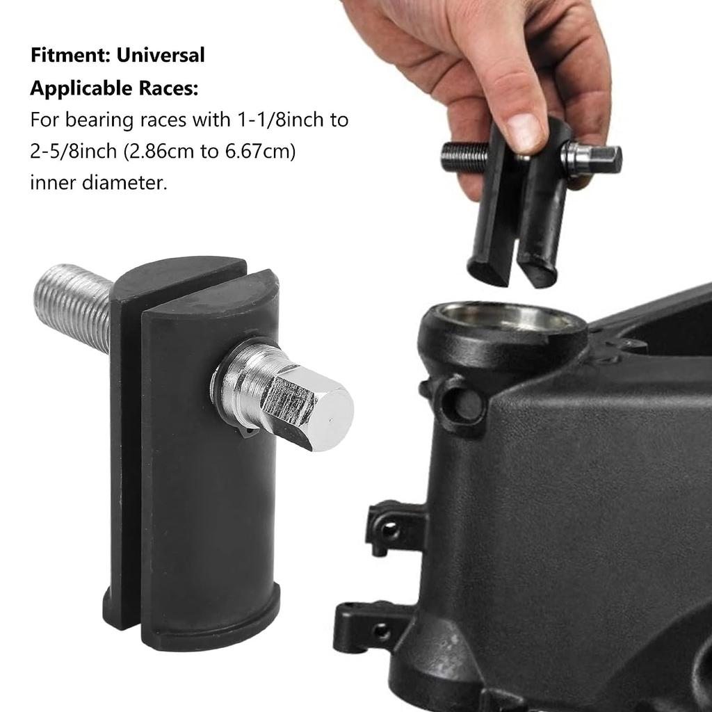 Universal Heavy Duty Neck Bearing Race Puller For 1‑1/8in to 2‑5/8in Races Metal Black Steering Neck Bearing Race Remover Tool