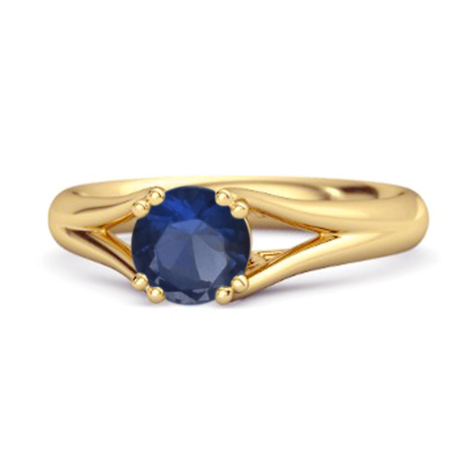 Blue Sapphire Wedding Solitaire Ring - 925 Sterling Silver Gold Vermeil 6