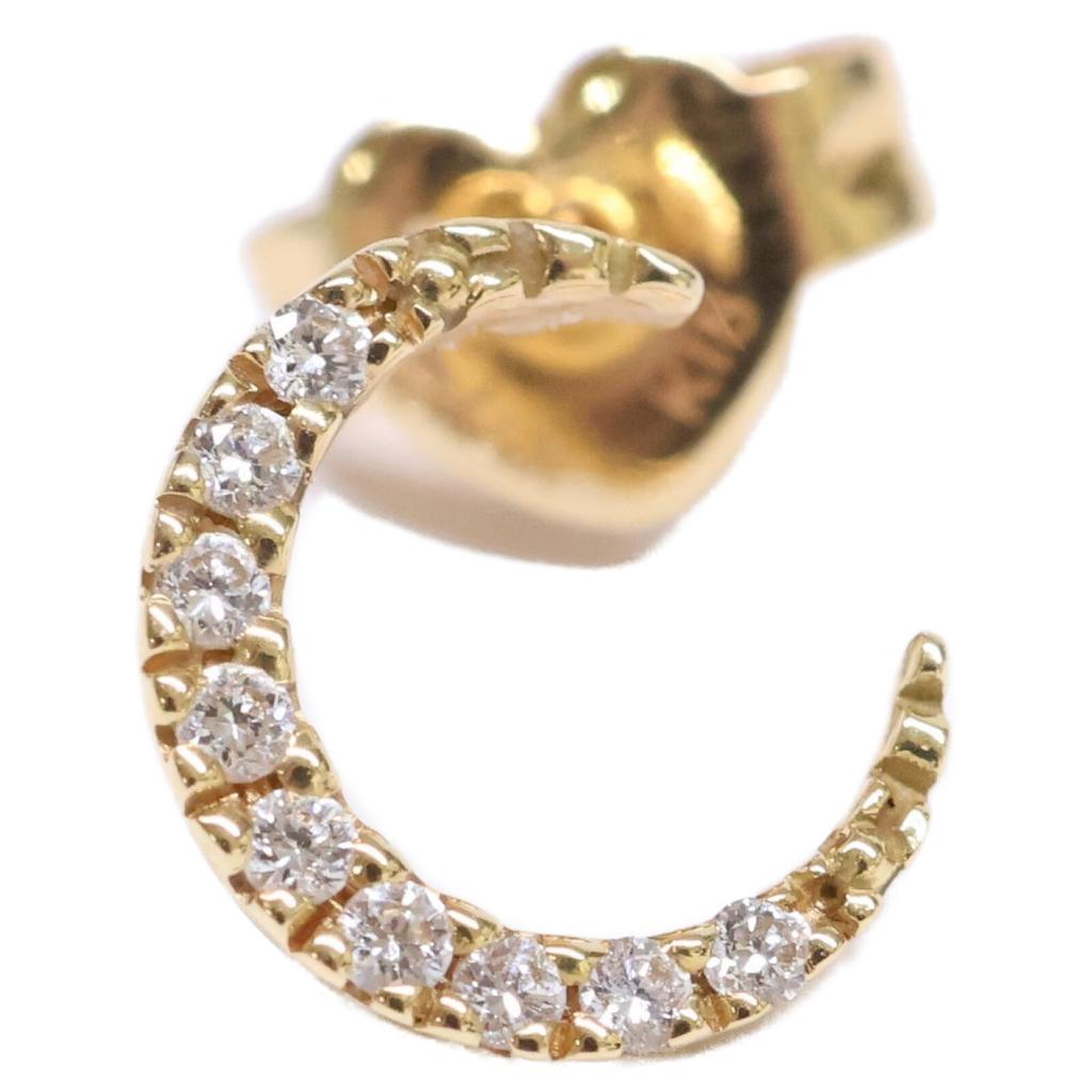 STAR JEWELRY K18 0.03 DIAMOND MOON PIERCED EARRING Diamond Moon Single Ear earring Yellow GoldUsed