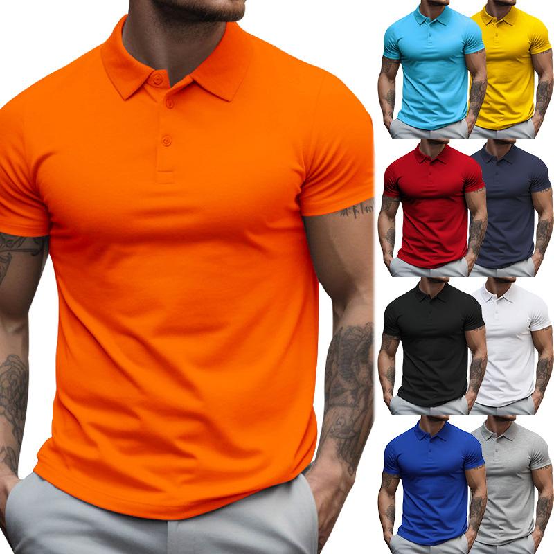 T-shirt Sportiva Casual da Uomo Estiva con Collo a Revers Tinta Unita Manica Corta Polo Abbigliamento da Uomo