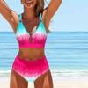 Women's Shoulder Strap Swimsuit, Dark Blue Spotted Print Bikini Short Tank Top Swimsuit