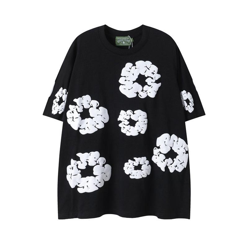 New Trendy Short-sleeved Short-pants Set with Foam Printing - Suitable for Both Men and Women, for Casual Wear.