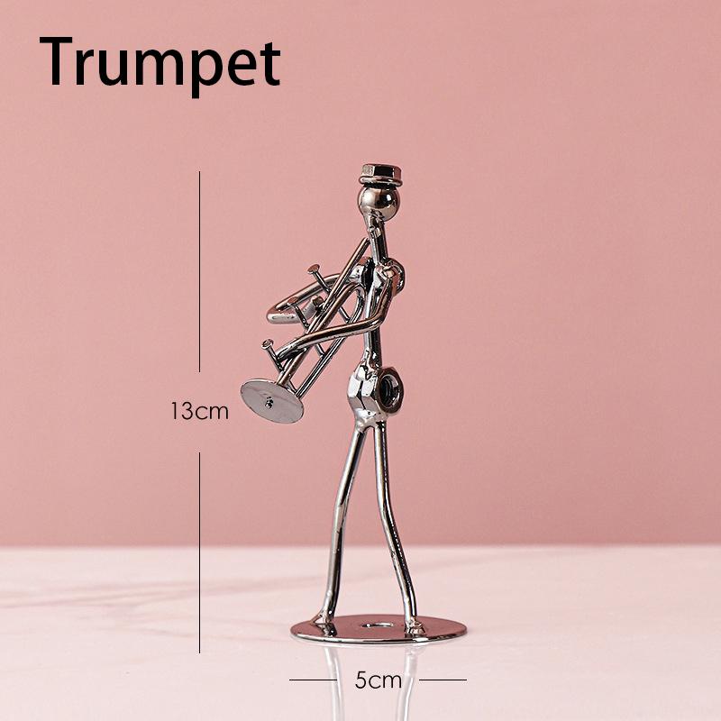 Retro Ironwork Band Ornament Metal Electroplating Mini Music Minimalist Guitar Violin Decoration Handicraft Classical Gift
